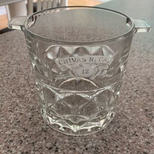 Chivas Regal 12 heavy glass crystal clear ice bucket. Waffle cut diamond design